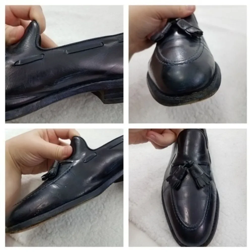Allen Edmonds Grayson 9.5 D Blue Tassel Loafers Work Career Dress Leather
